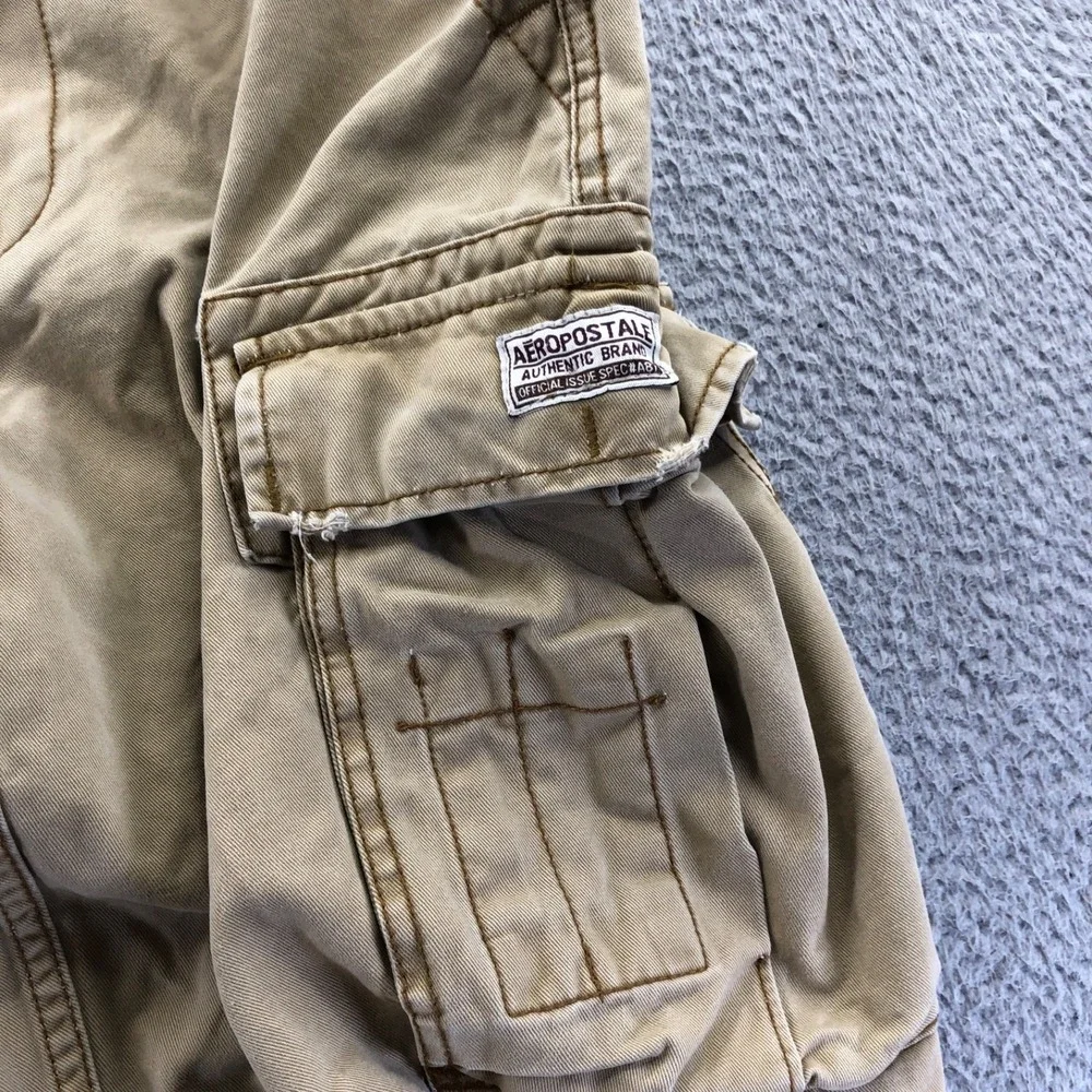 Vtg Aeropostale Pant Men 34x32 Khaki Baggy Y2K Skater Wide Leg Distressed Grunge